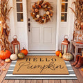 Tinideya 2 23.6 X 35.4 Inches Plaid Ghost Red Brown | Layered Coir Doormat Set, Non Slip Backing for Outdoor Entryway, Buffalo Plaid Seasonal Design, Front Porch Home Decor