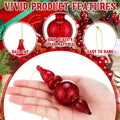 Mifoci 8 Pcs 6 Inch Mercury Glass Finial Christmas Ornaments,Red