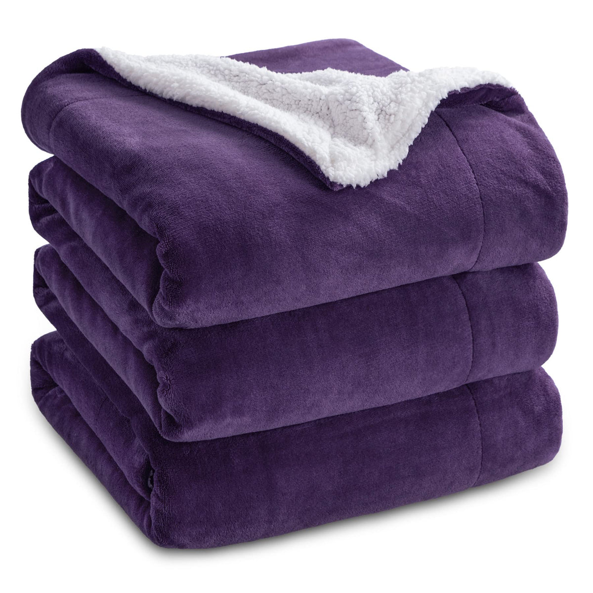 Bedsure GentleSoft Sherpa Fleece Throw Blanket for Couch, Non-Heated, Thick and Warm Throw for Women and Men, Soft Fuzzy Plush Weight Blanket for Winter, Navy, 50x60 Inches