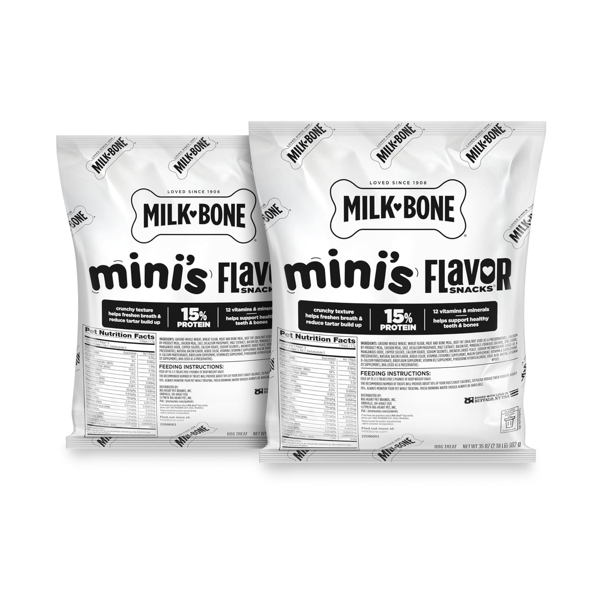 Milk-Bone Flavor Snacks Mini’s Dog Biscuits, Flavored Crunchy Dog Treats, 36 Oz. Canister
