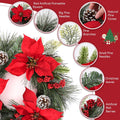 24 Inch Christmas Wreath for Front Door Outdoor with Hangers