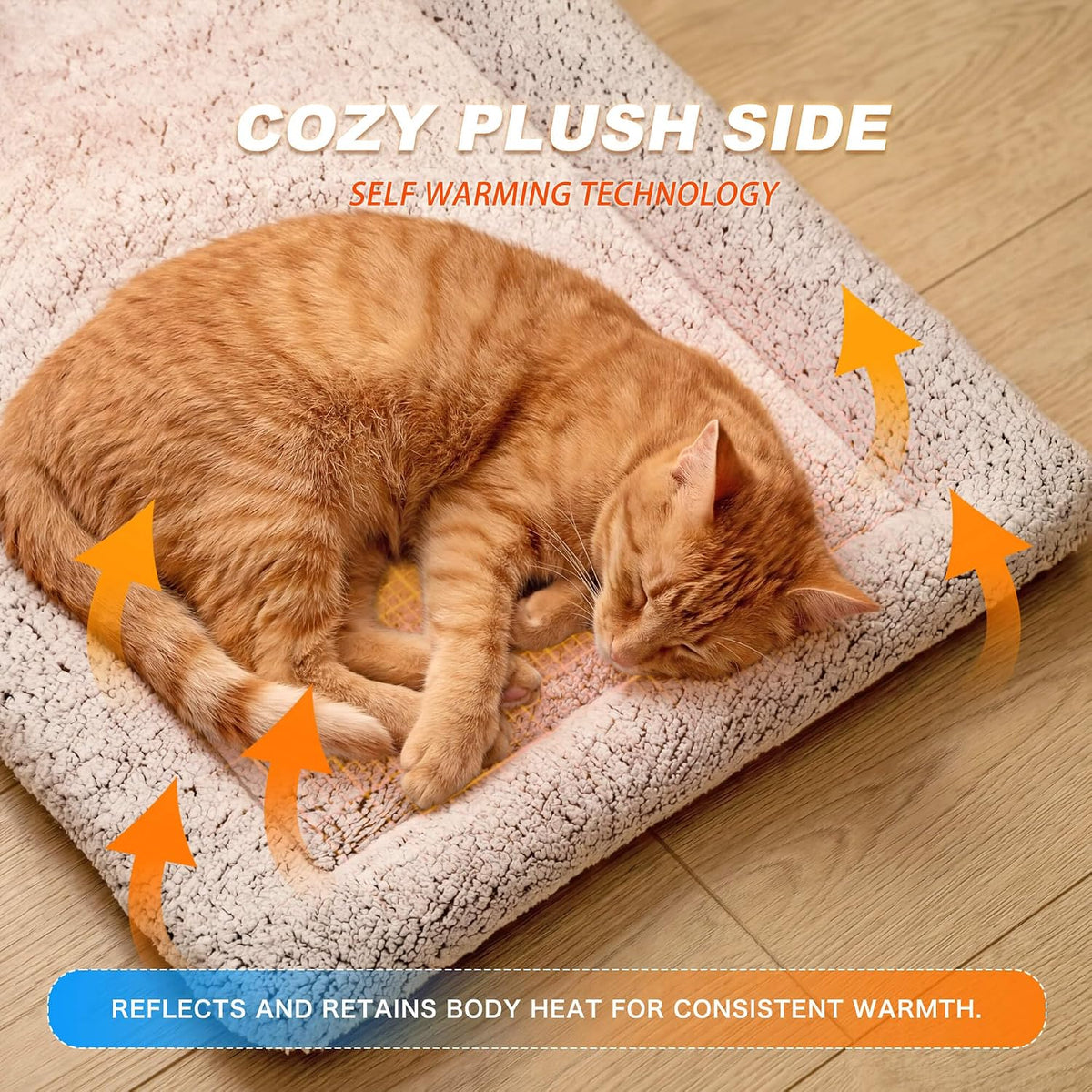 Self Warming Cat Bed, Reversible Cooling Mat for Cats, Gray, 18 x 24 Inches