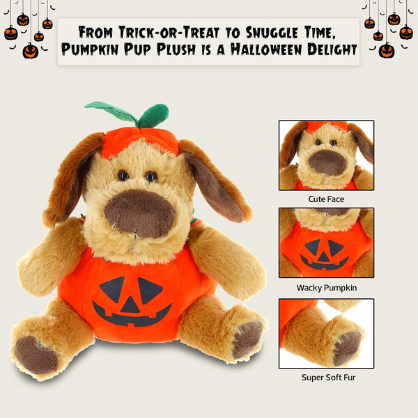 Plush Halloween Dog with Pumpkin - Soft Toy, Home Decor - Gifts for Kids & Toddler Baby - 9 Inches (Halloween Dog)