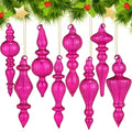 Mifoci 8 Pcs 6 Inch Mercury Glass Finial Christmas Ornaments,Red