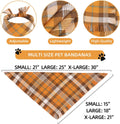 Fall Dog Bandana 1PCS Large, Autumn Thanksgiving Orange Plaid Scarf