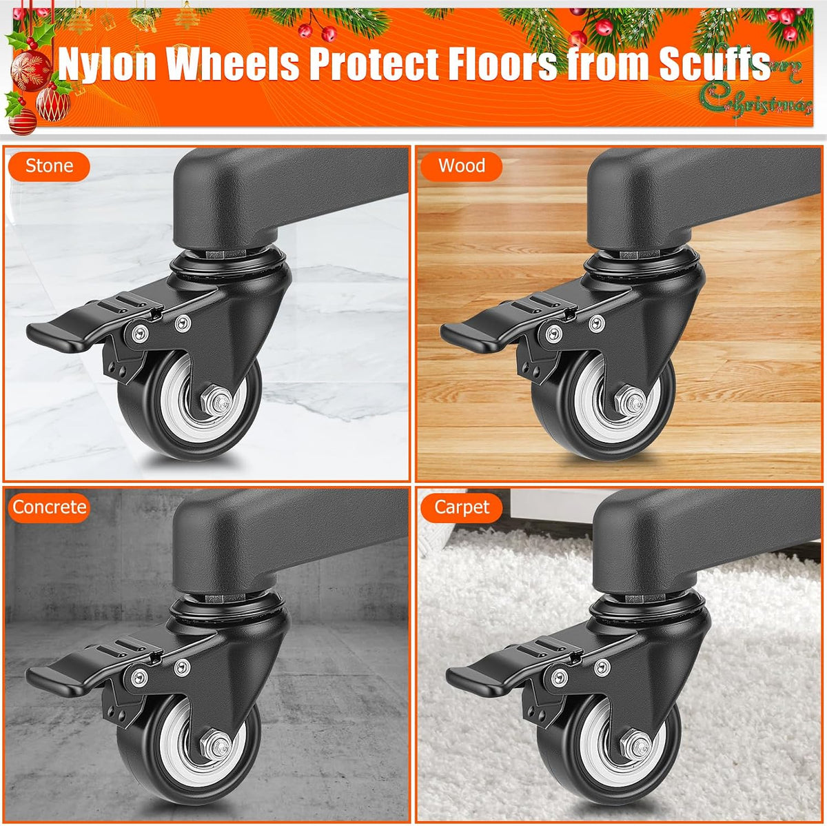 Rolling Christmas Tree Stand with Wheels Universal Base 9FT Artificial Tree