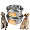 Neater Pet Brands Stainless Steel Dog Bowls with Non-Slip Rubber Bottom – Set of 2, 6 Cup (48 oz), Black - Heavy Duty Metal Dog Bowl, Dishwasher Safe, Food or Water Bowl, Ideal for Large Dogs