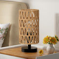 9" Small Table Lamp for Bedroom - Inline Control with 3000K Blub | Cream Shade and Wood Base | 680 Lumens | Easy Assembly | Minimalist Design | E26 | for Kitchen | for Kids Room