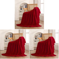 Puncuntex Burnt Orange Throw Blanket 50"×60" Fuzzy 3D Jacquard Decorative