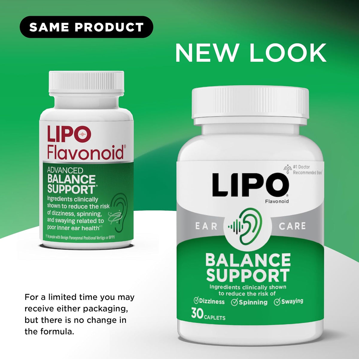 LIPO Balance Support Supplement for Dizziness & Vertigo - Inner Ear Health & Circulation Formula with Ginkgo Biloba, Vitamin D & B Complex - Supports Balance & Stability - 30 Ct