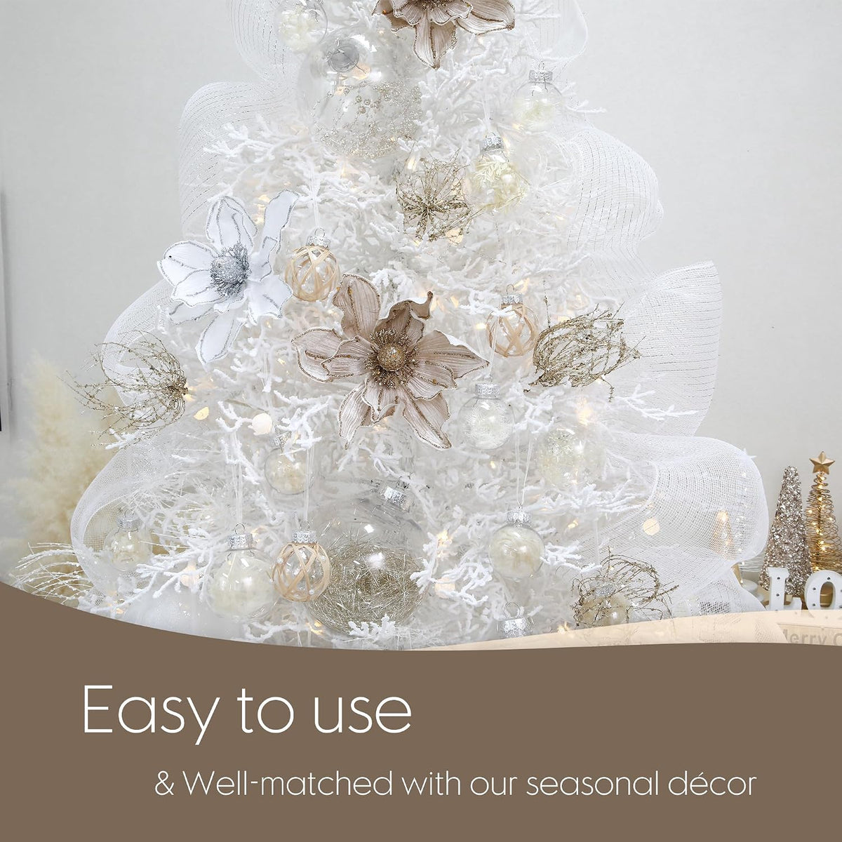 Sea Team 30-Pack Clear Christmas Ball Ornaments with Fillers, Champagne