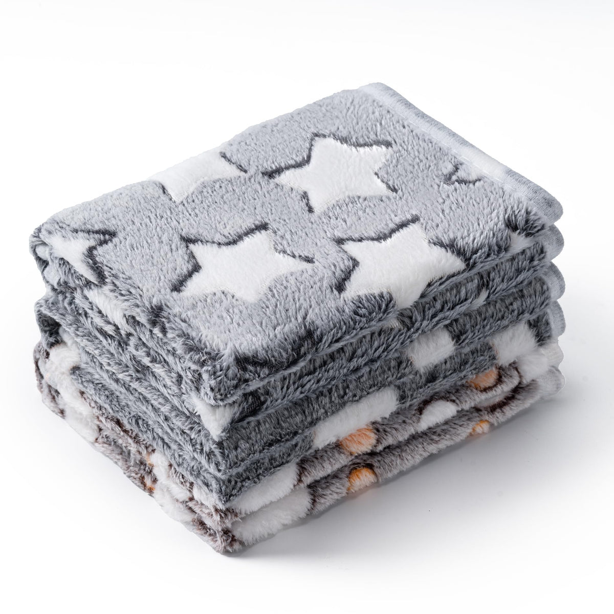 1 Pack 3 Blankets Super Soft Fluffy Premium Fleece Pet Blanket Flannel Paw Printed Throw for Dog Puppy Cat (Small 23x16'', Brown, Pink, White)