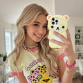 IAIYOXI Soft Silicone Bear Case for iPhone 15, Cute 3D Cartoon Teddy Bear Designed, Protective Lovely Fun Adorable Fashion Phone Case, Kawaii Cover for Women Girls Kids, Yellow