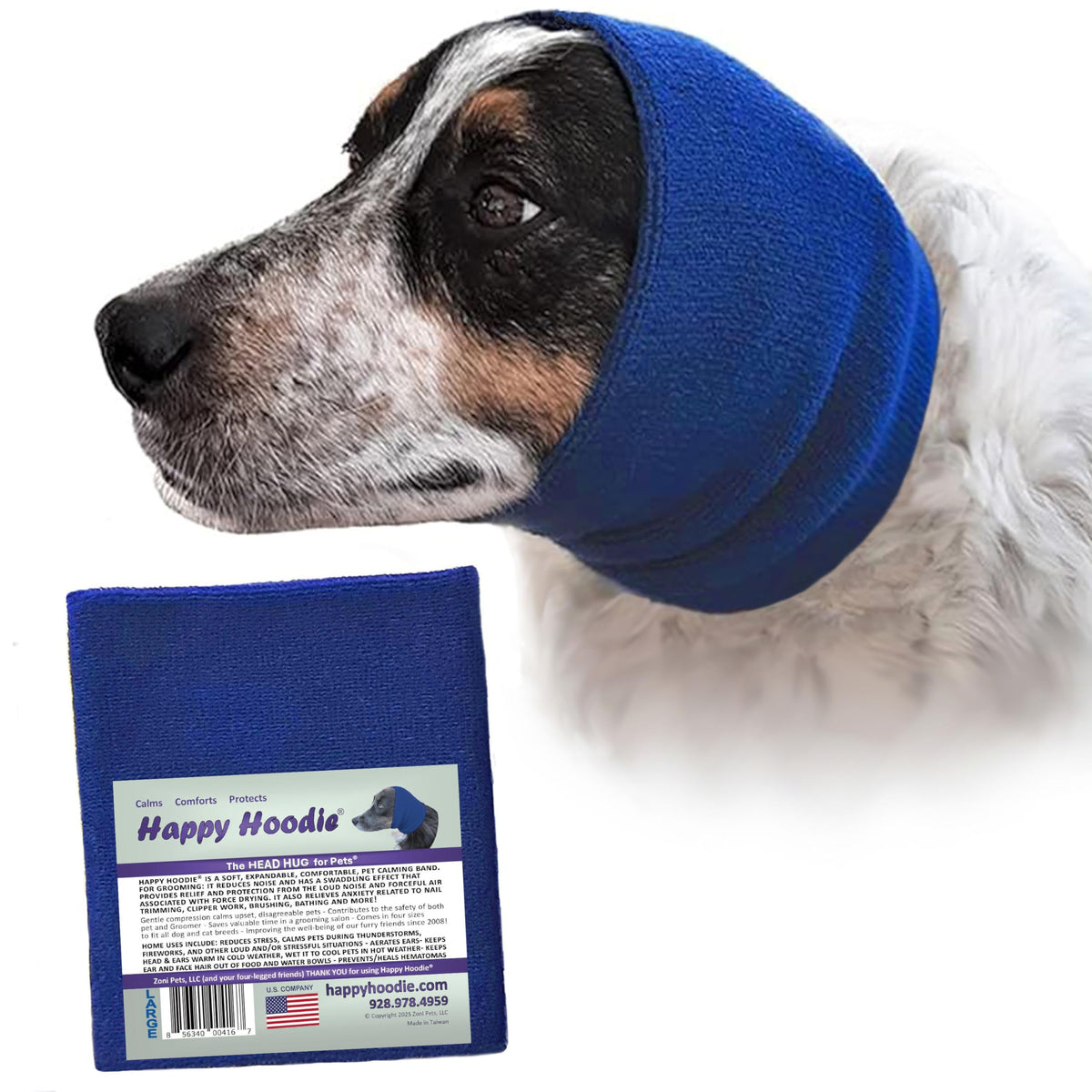 Happy Hoodie The Original Dog & Cat Calming Band - American Brand - Anxiety Relief/Noise Protection-Grooming-Thunder-Fireworks (XS, Purple) - Since 2008