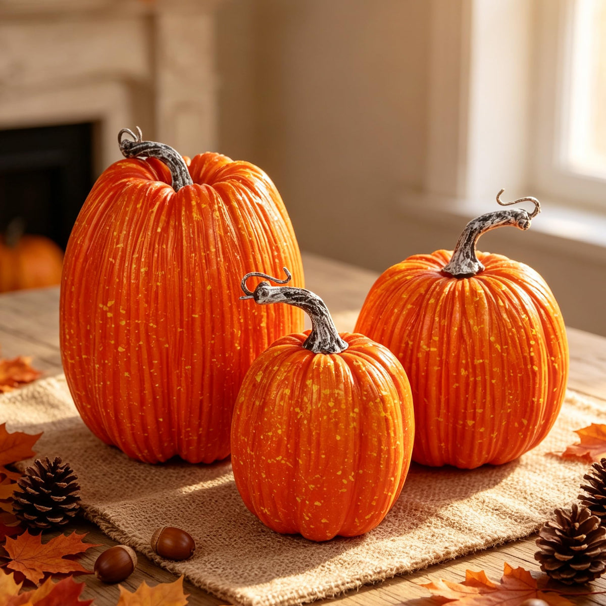 winemana Fall Decorations for Home Mini Pumpkins Gourds & Leaves Set