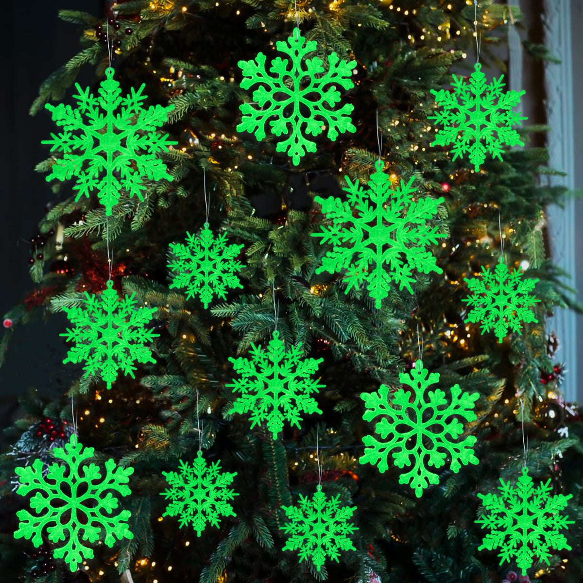 kockuu Christmas Decorations Snowflake Ornament White for Tree Decor Craft