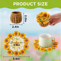 Crochet Flower Coasters, Handmade Bouquet Coasters with Crochet Plant Pot (Sunflower Yellow, 1Pc)