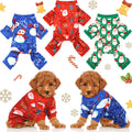 Frienda 3 Pcs Christmas Dog Pajamas,Snowman Pattern,S (fit 3.3-5.5lbs