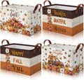 4 Pcs Thanksgiving Storage Basket Empty with Handles, Large Fabric