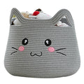 VK VK·LIVING Animal Baskets Large Woven Cotton Rope Storage with Cute Cat Design Laundry Organizer for Towels, Blanket, Toys, Clothes, Gifts – Cat Toy Box Pet or Baby Gift Baskets 15"Lx14H"