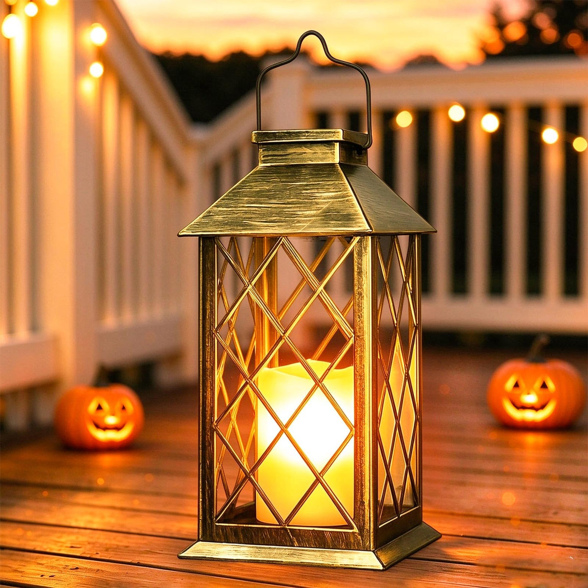 2 Pack 14'' Black Large Outdoor Solar Lanterns Outdoor Waterproof