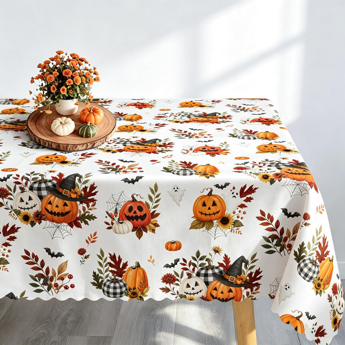 Fall Thanksgiving Tablecloth Waterproof Pumpkin Table Cloths for Autumn Harvest Indoor Outdoor Dining Room Decor-60 * 84" Oval