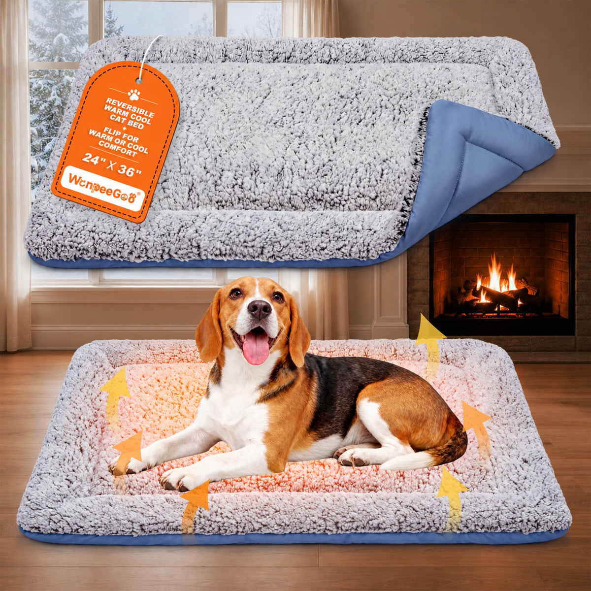Self Warming Cat Bed, Reversible Cooling Mat for Cats, Gray, 18 x 24 Inches