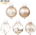 Sea Team 30-Pack Clear Christmas Ball Ornaments with Fillers, Champagne