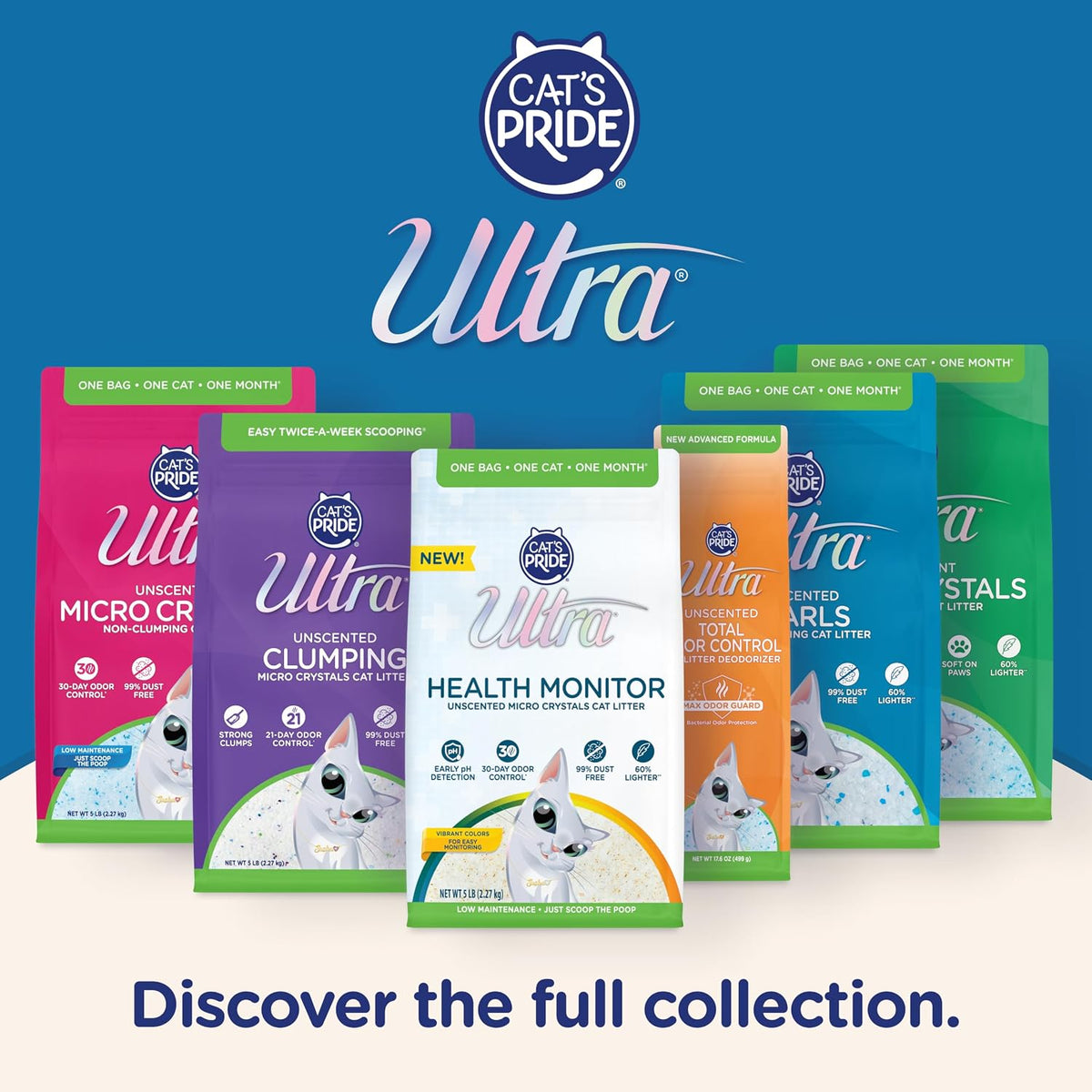 ULTRA MICRO CRYSTALS UNSCENTED PREMIUM NON-CLUMPING CAT LITTER, 5-LB BAG