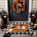 Tinideya 2 23.6 X 35.4 Inches Plaid Ghost Red Brown | Layered Coir Doormat Set, Non Slip Backing for Outdoor Entryway, Buffalo Plaid Seasonal Design, Front Porch Home Decor