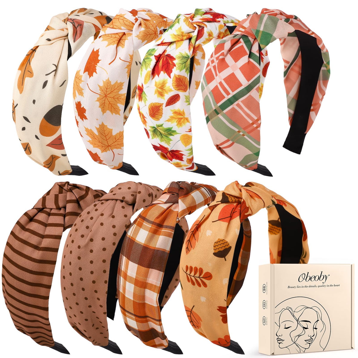 obeoby 8 Pack Halloween Headbands, Halloween Hair Accessories Gifts