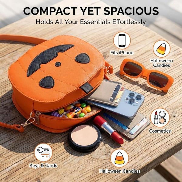Kingdder 2 Pcs Halloween Pumpkin Purse Woman Jack O Lantern Crossbody Bag