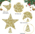 COMNICO Christmas Tree Topper Glittering Gold Hollow Small Star Mini Christmas Tree Decoration 5 Point Star Xmas Treetop Ornaments (15cm/5.9inches)
