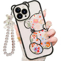 IAIYOXI 3D Cute Cartoon Bear Phone Case for iPhone 15 - Fashionable and Stylish - Funny Pink Bear Design - Soft TPU Protective Case - Kawaii Silicone Cover for Women, Girls, and Kids