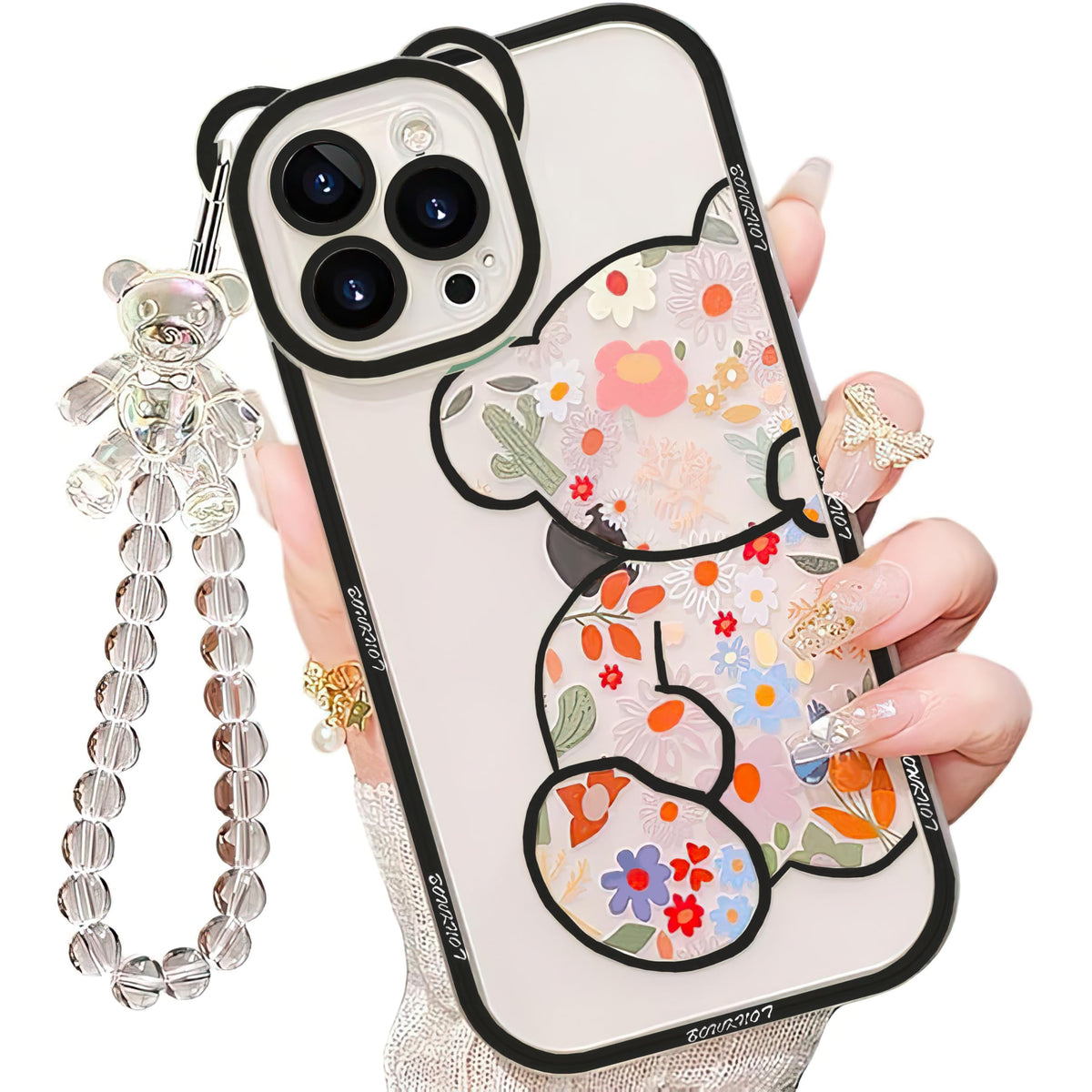 IAIYOXI 3D Cute Cartoon Bear Phone Case for iPhone 15 - Fashionable and Stylish - Funny Pink Bear Design - Soft TPU Protective Case - Kawaii Silicone Cover for Women, Girls, and Kids