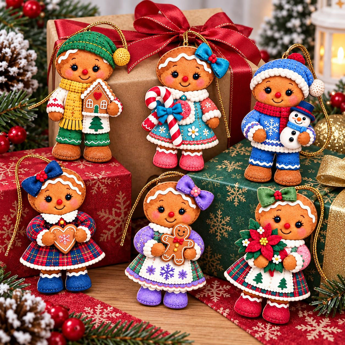 16Pcs Gingerbread Cat Christmas Ornaments