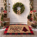 Tinideya 2 23.6 X 35.4 Inches Plaid Ghost Red Brown | Layered Coir Doormat Set, Non Slip Backing for Outdoor Entryway, Buffalo Plaid Seasonal Design, Front Porch Home Decor