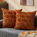 DFXSZ Fall Pillow Covers 18x18 2Pcs Rust Pumpkin Fall Decorations for Home | Fall decor Set of 2 Throw Pillow Cases Soft Plush Faux Fur Wool Couch Cushion for Chair Sofa Bedroom Living Room Home Decor