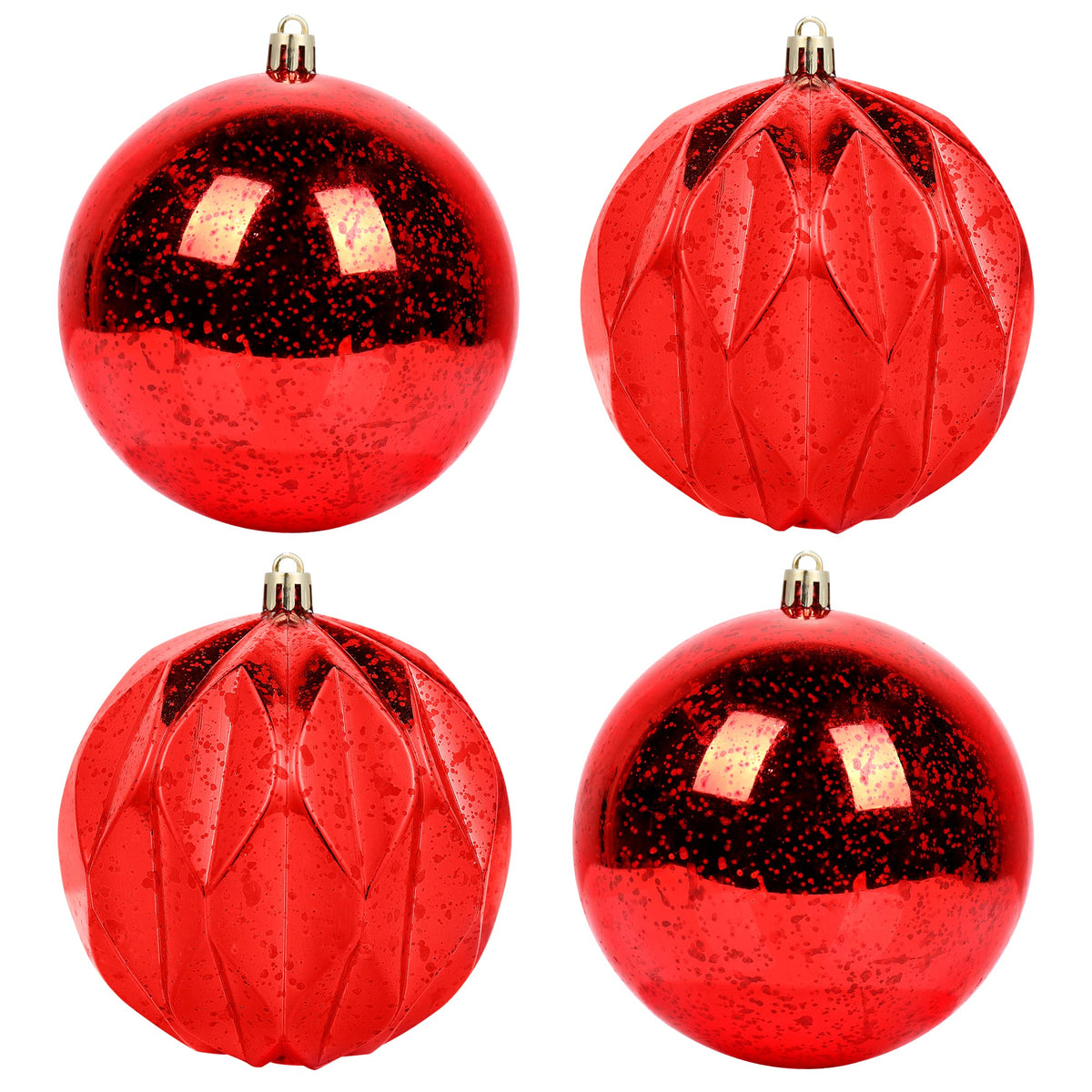 Extra Mercury Hanging Shatterproof Tree Ball Christmas Ornaments(Gold, 4 inch/4 Pcs)