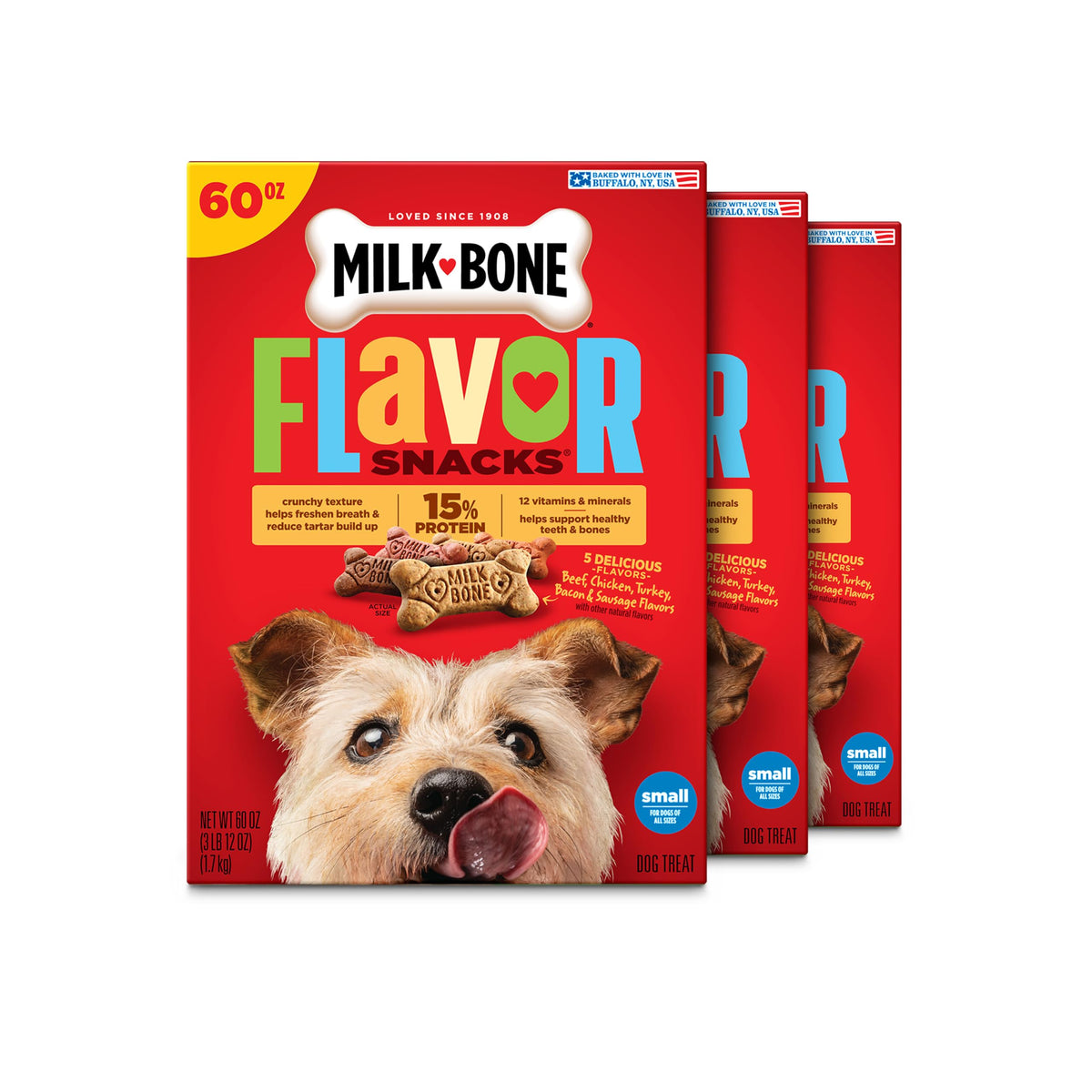 Milk-Bone Flavor Snacks Mini’s Dog Biscuits, Flavored Crunchy Dog Treats, 36 Oz. Canister