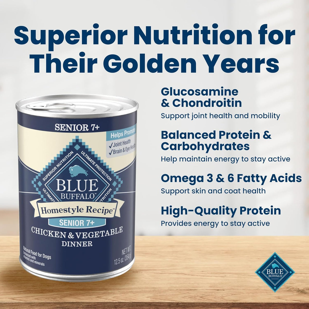 Blue Buffalo Homestyle Recipe Chicken & Vegetable Dinner Paté Natural Wet Dog Food for Senior 7+ Dogs, Made with Natural Ingredients, Vitamins & Minerals, 12.5-oz. Can (12 Count)