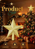 Brightown Gold Glitter Christmas Tree Topper Star, Sparkling Holiday Decor