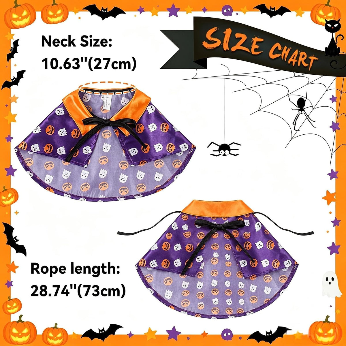 Enjoying Cat Halloween Costume, Pet Vampire Costume for Small Dogs Cats Rabbits, Kitty Pumpkin Cloak Outfit Party Halloween Cosplay