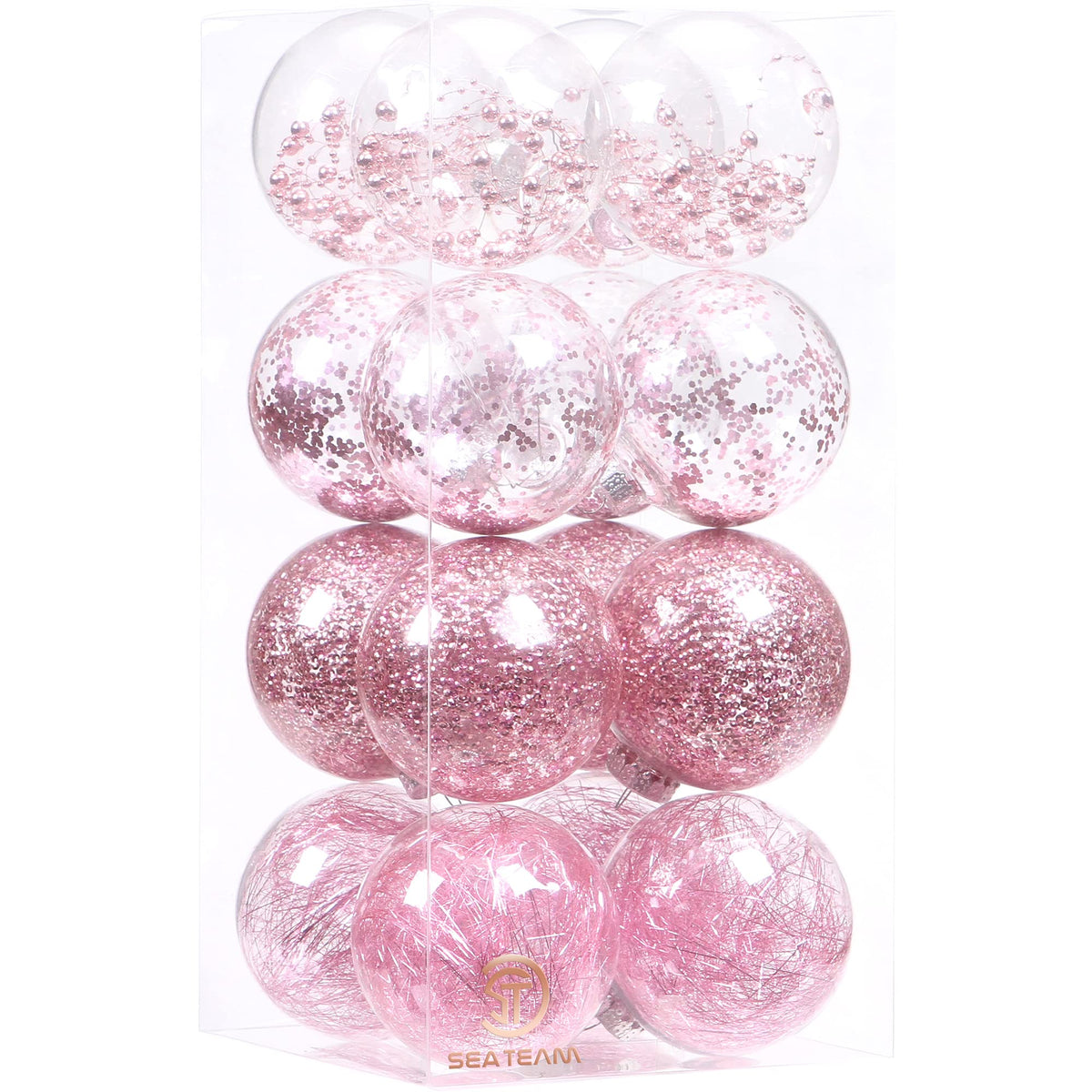 Sea Team 30-Pack Clear Christmas Ball Ornaments with Fillers, Champagne