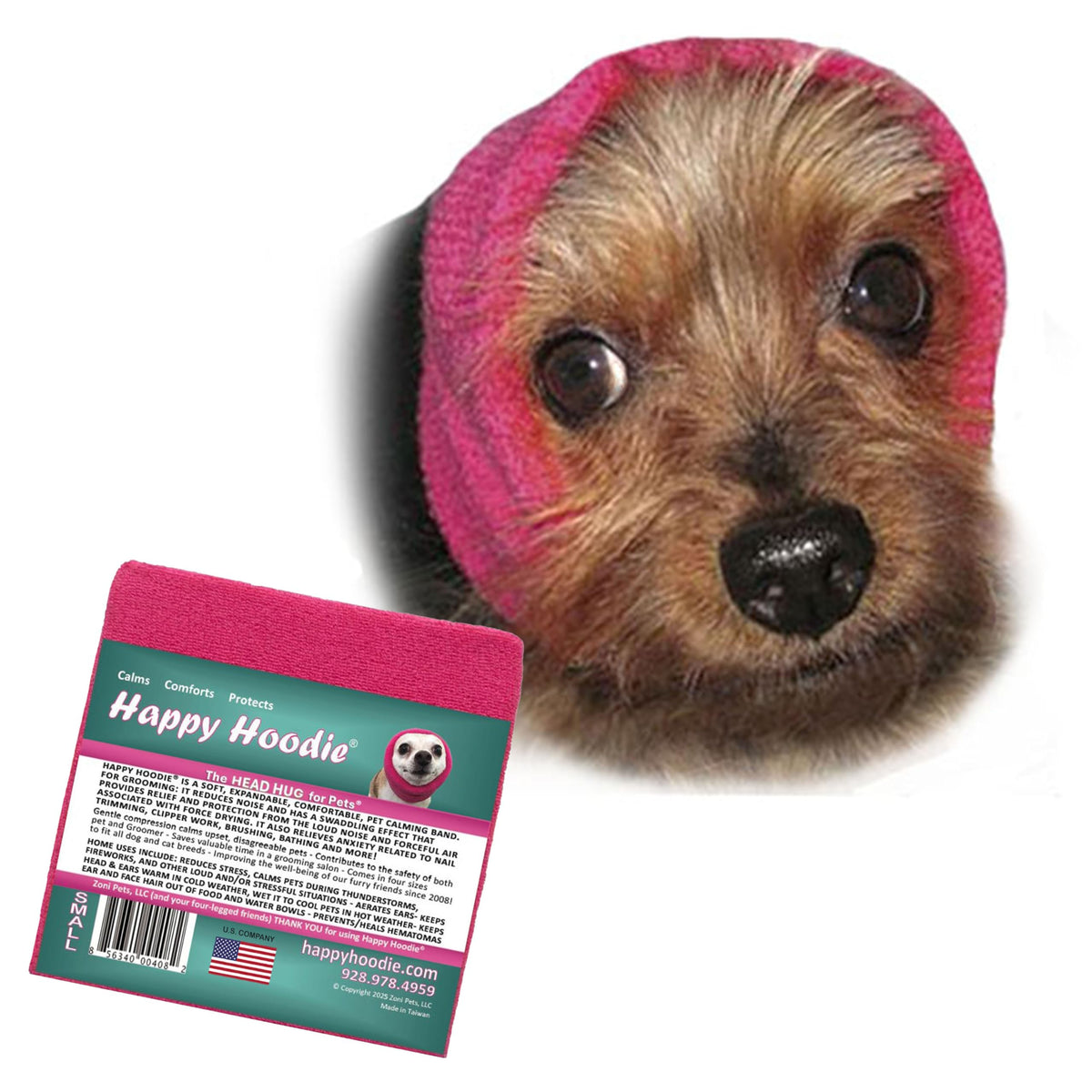 Happy Hoodie The Original Dog & Cat Calming Band - American Brand - Anxiety Relief/Noise Protection-Grooming-Thunder-Fireworks (XS, Purple) - Since 2008