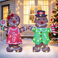 Lighted 2D Gingerbread Christmas Decorations, 2 Piece Gingerbread Man