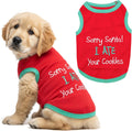 Parisian Pet Dog Tshirt - Embroidered “ Sorry Santa I Ate Your Cookies “ Dog Shirt - Lightweight Cotton Pet Christmas Outfit - Sleeveless Christmas Puppy Clothes - Shirts for Small Dogs - XXS