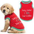 Parisian Pet Dog Tshirt - Embroidered “ Sorry Santa I Ate Your Cookies “ Dog Shirt - Lightweight Cotton Pet Christmas Outfit - Sleeveless Christmas Puppy Clothes - Shirts for Small Dogs - XXS