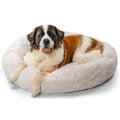 Best Friends by Sheri The Original Calming Donut Dog Bed for Large Dogs up to 100 lbs, Shag Faux Fur, Taupe, Large, 36" x 36"