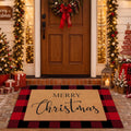 Tinideya 2 23.6 X 35.4 Inches Plaid Ghost Red Brown | Layered Coir Doormat Set, Non Slip Backing for Outdoor Entryway, Buffalo Plaid Seasonal Design, Front Porch Home Decor